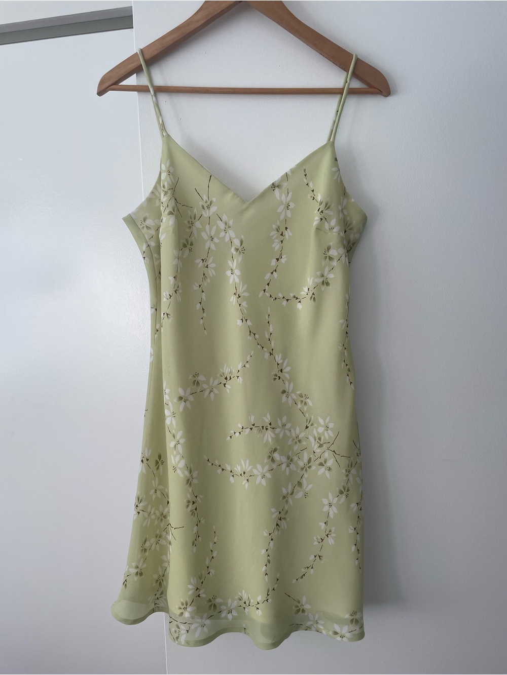 Vintage Rampage Light Green Floral Slip Dress with White Blooms